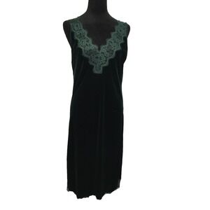 zara dress Sz L Dark Green Velvet Slip  Sleeveless
